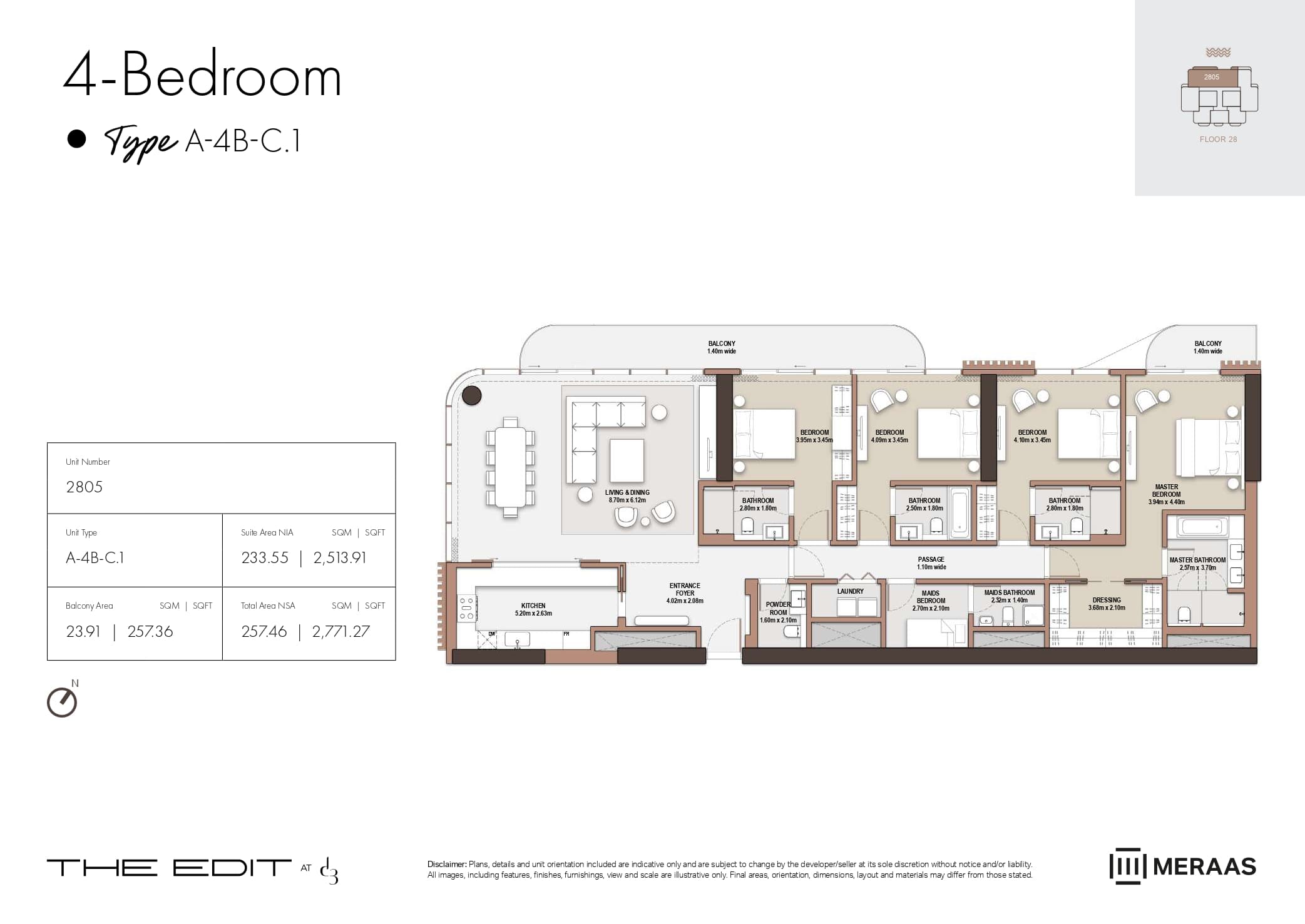 The Edit at d3 4 Bed floor plan