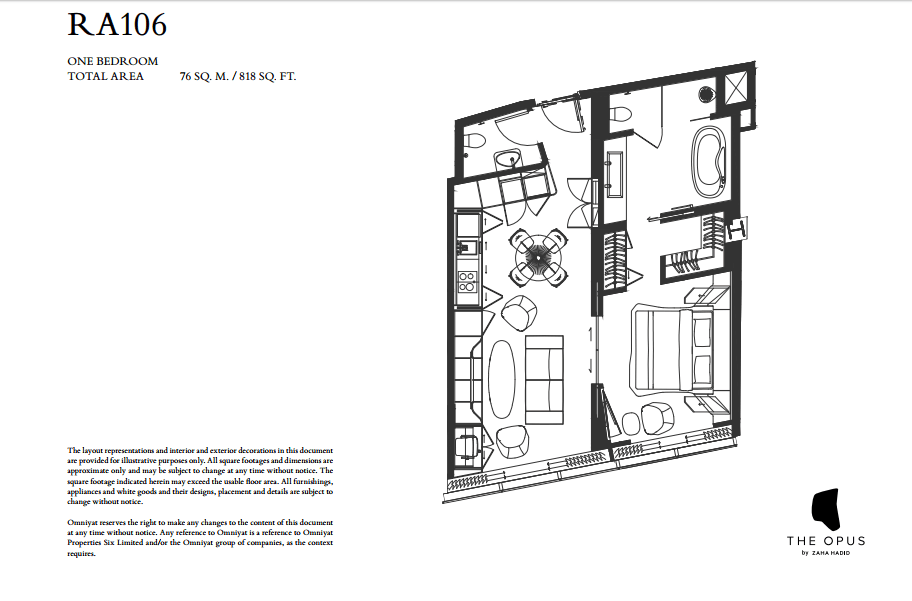 The Opus 1 Bedroom floor plan