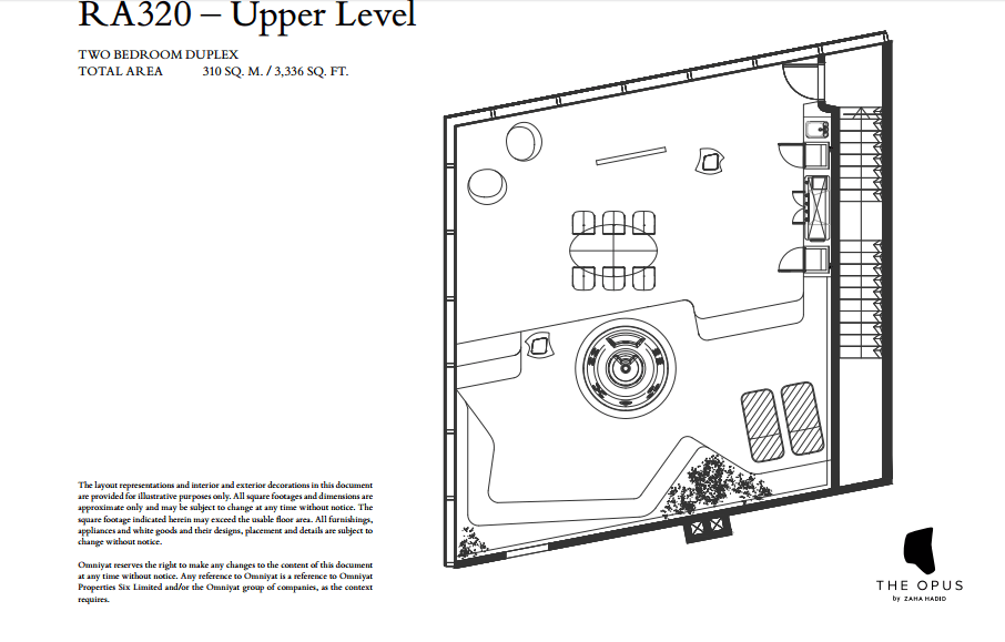 The Opus 2 Bedroom floor plan