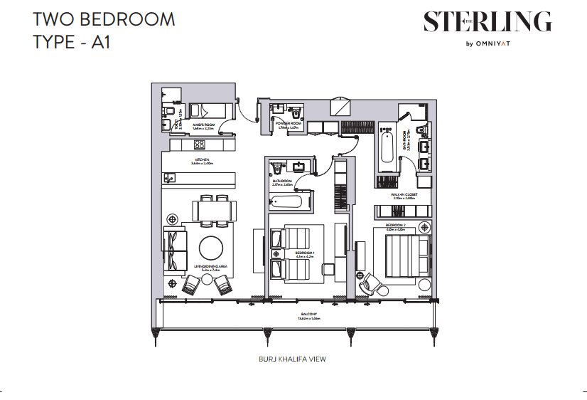 The Sterling 2 Bedroom floor plan