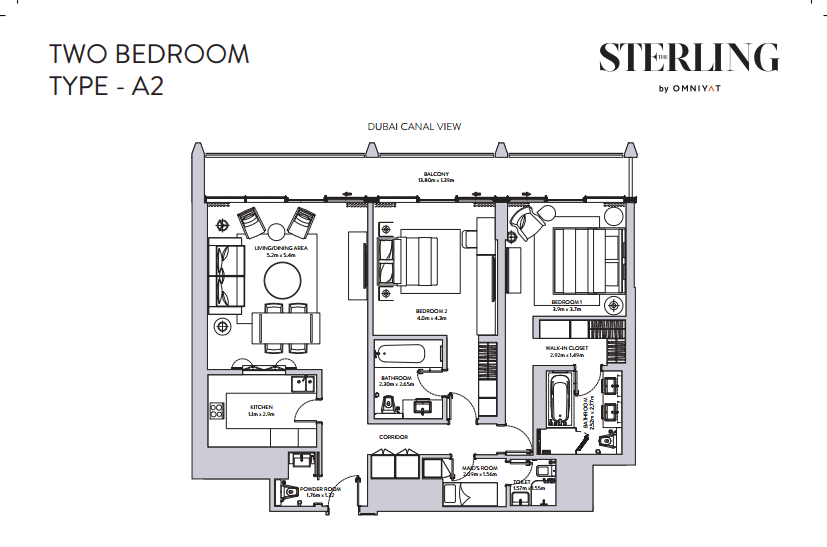 The Sterling 2 Bedroom floor plan
