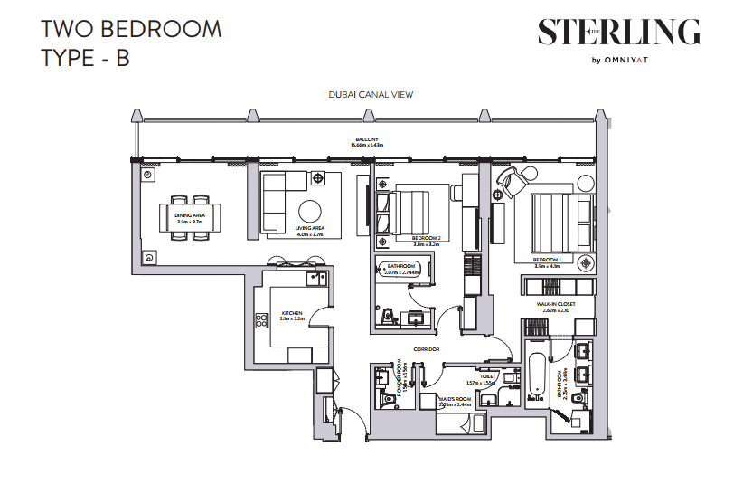 The Sterling 2 Bedroom floor plan
