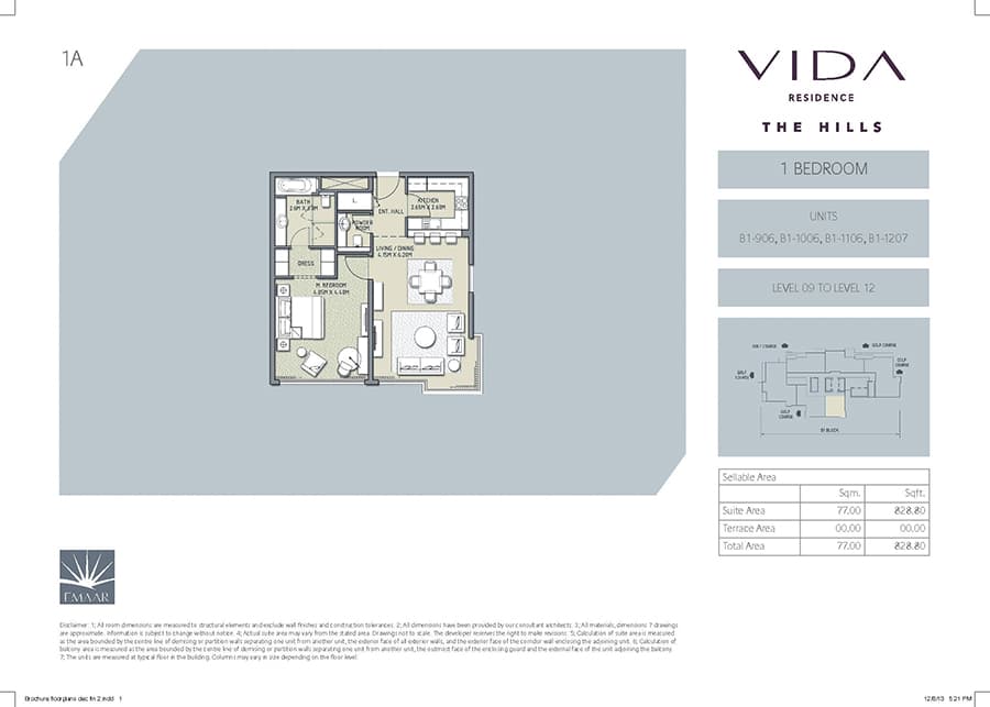Vida Residence The Hills 1 Bedroom floor plan