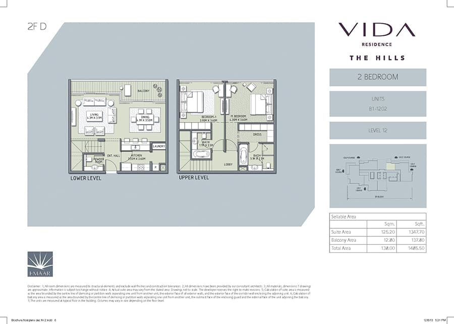 Vida Residence The Hills 2 Bedroom floor plan