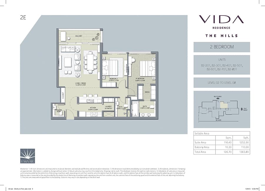 Vida Residence The Hills 2 Bedroom floor plan