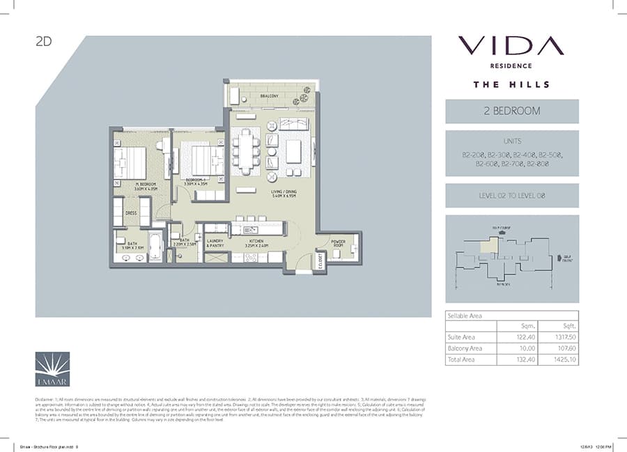 Vida Residence The Hills 2 Bedroom floor plan