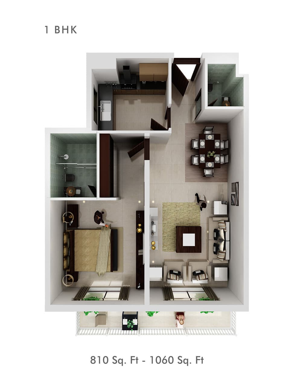 Vincitore Palacio 1 Bedroom floor plan