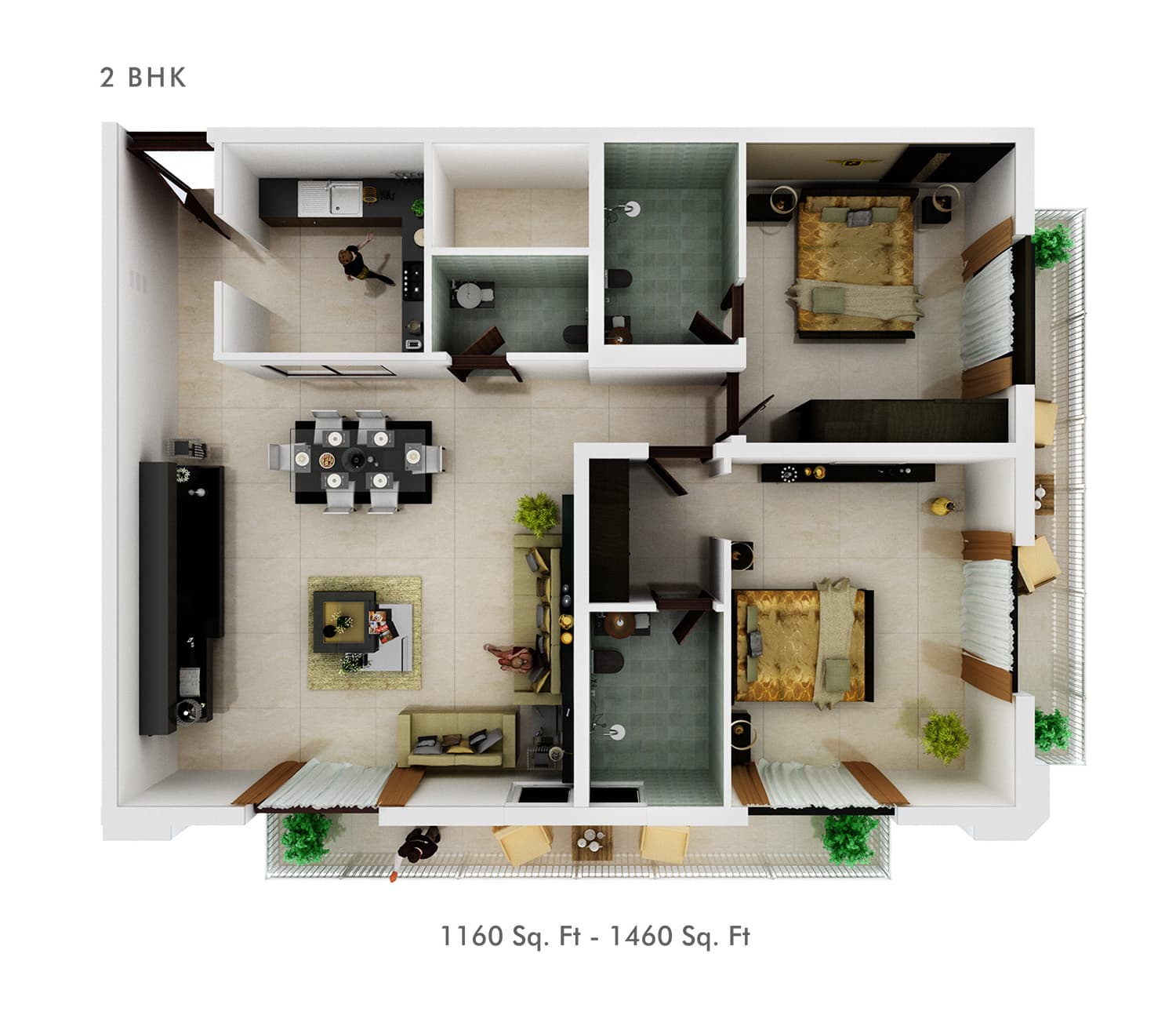 Vincitore Palacio 2 Bedroom floor plan