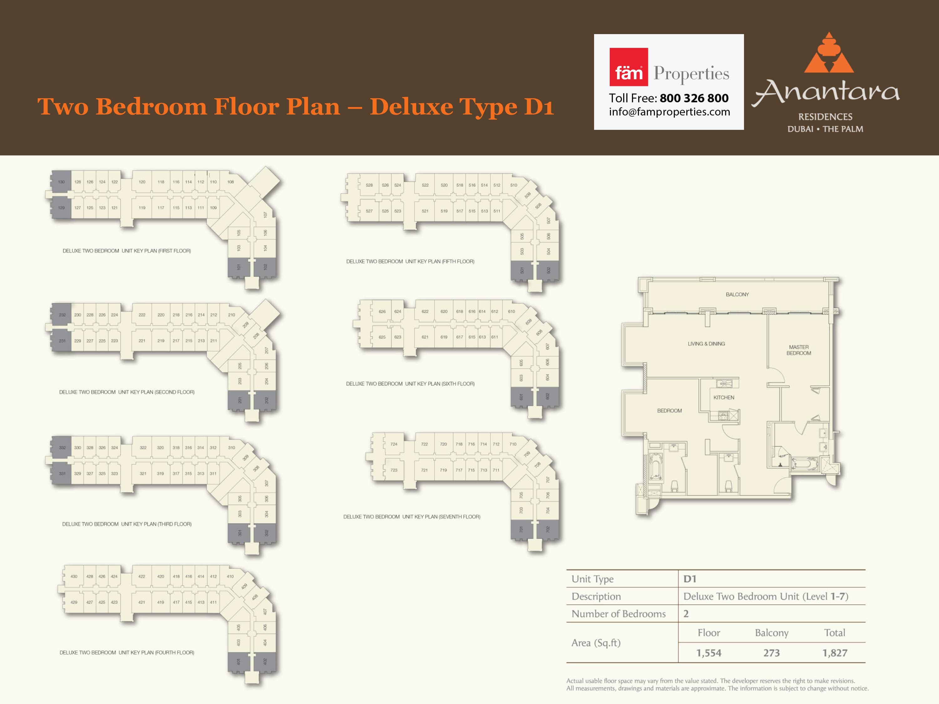 Anantara Residences 2BR Unit Deluxe Type D1 floor plan