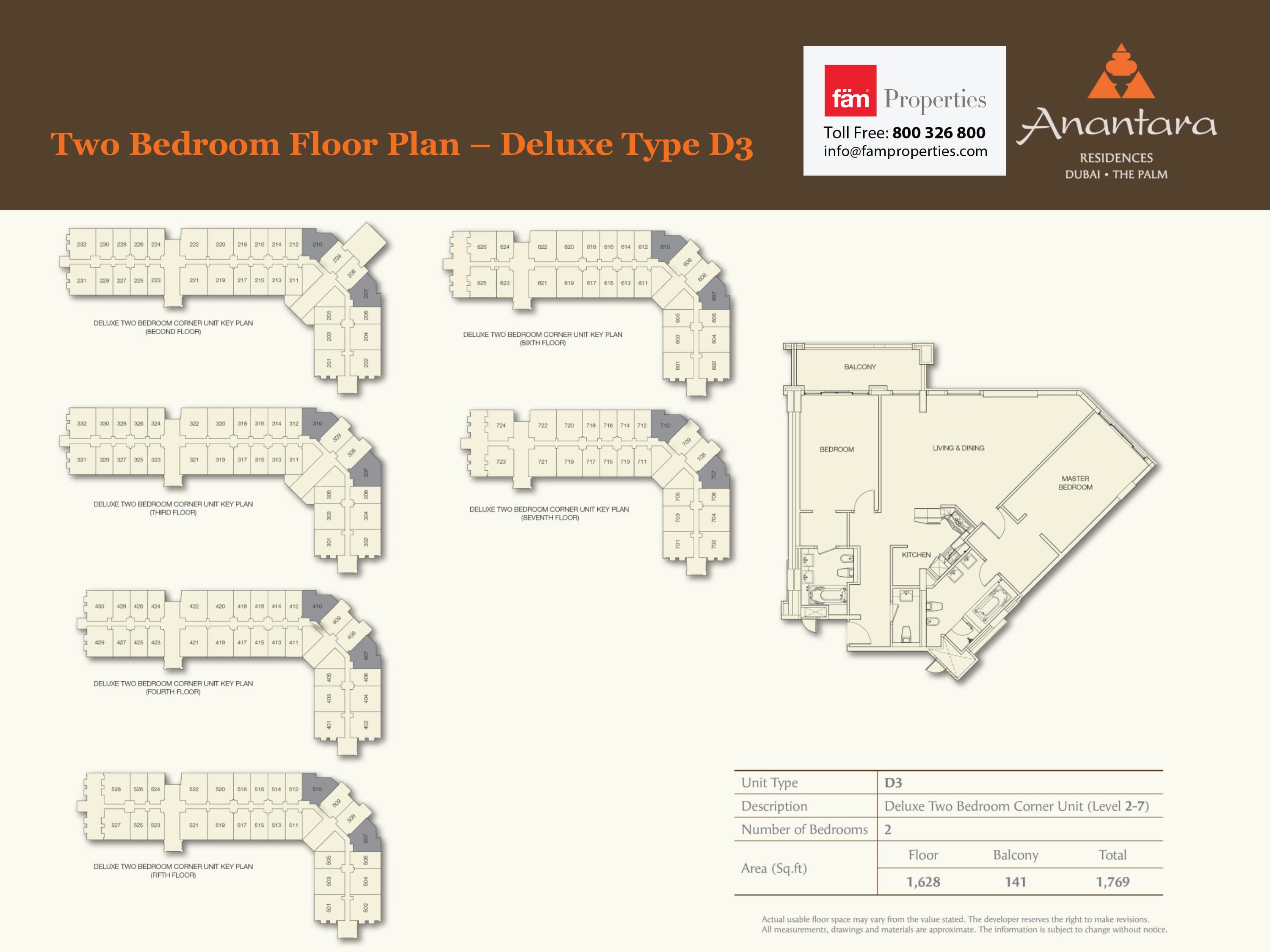 Anantara Residences 2BR Unit Deluxe Type D3 floor plan