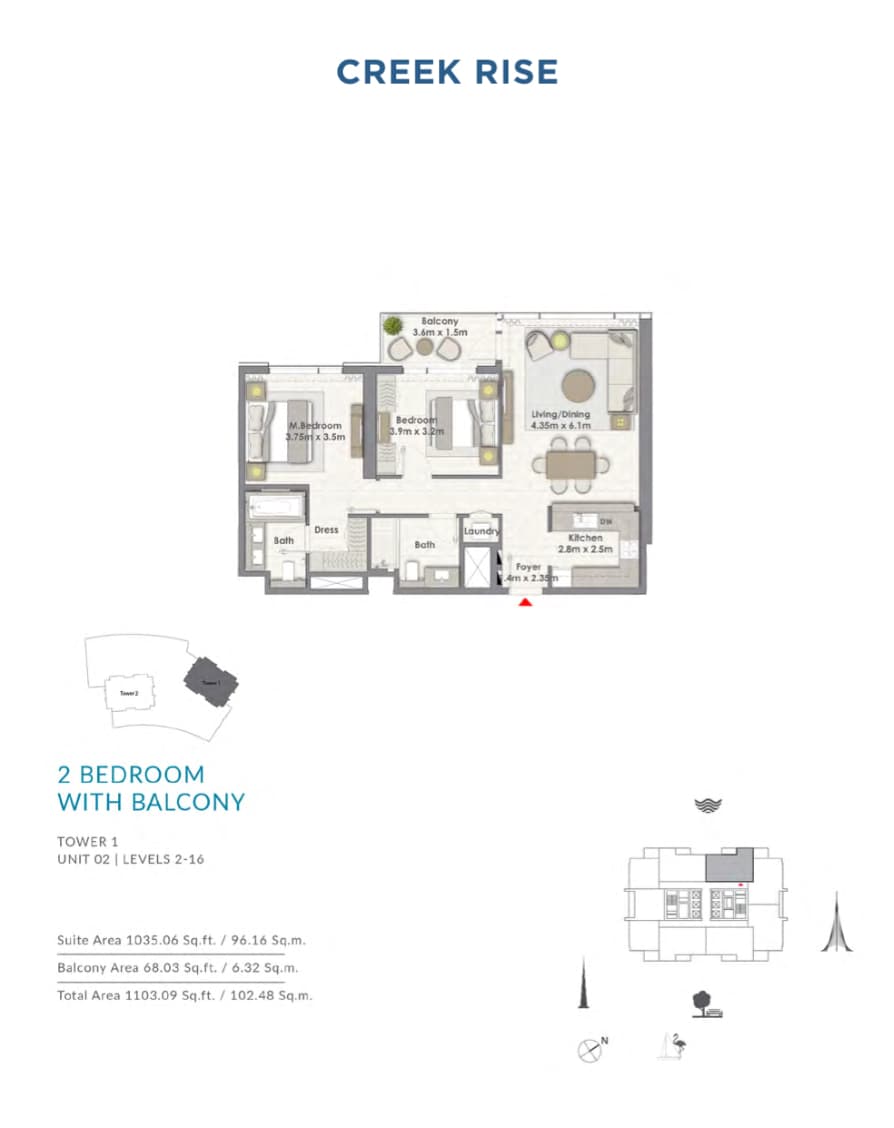 Creek Rise Unit 02 | Level 2-16 floor plan
