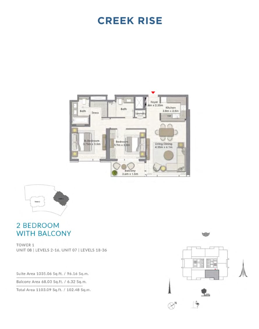 Creek Rise Unit 08 | Level 2-16, Unit 07 | Level 18-36 floor plan