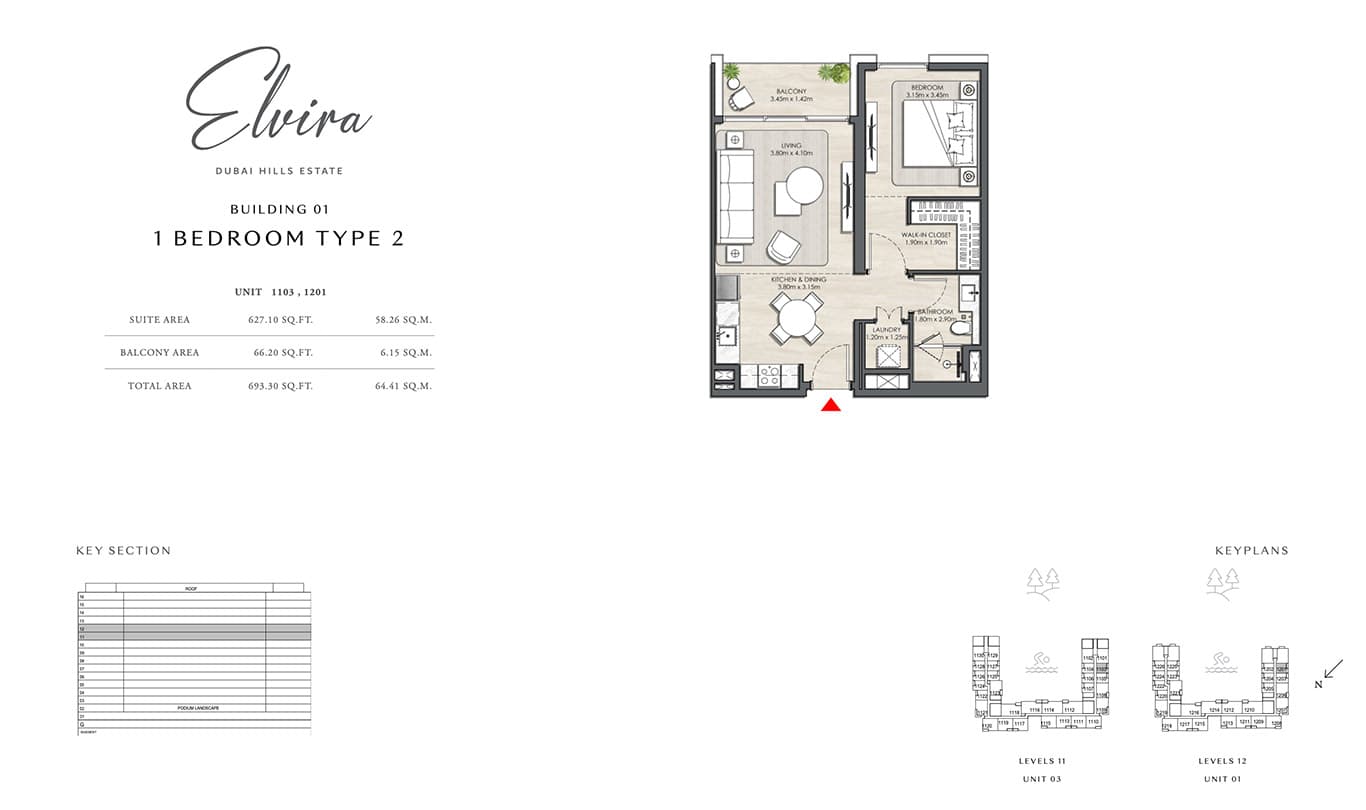 Elvira at Dubai Hills Estate 1 Bedroom floor plan