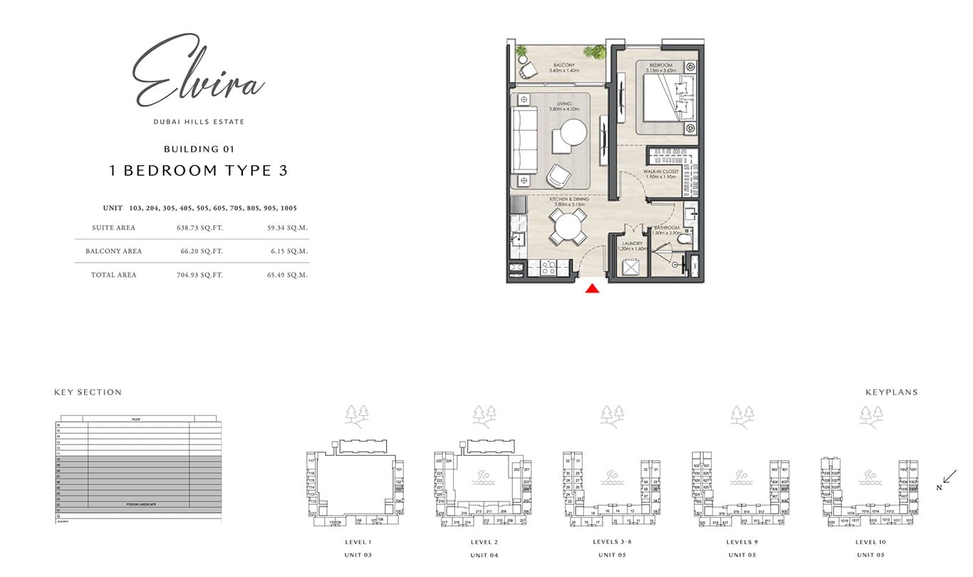 Elvira at Dubai Hills Estate 1 Bedroom floor plan