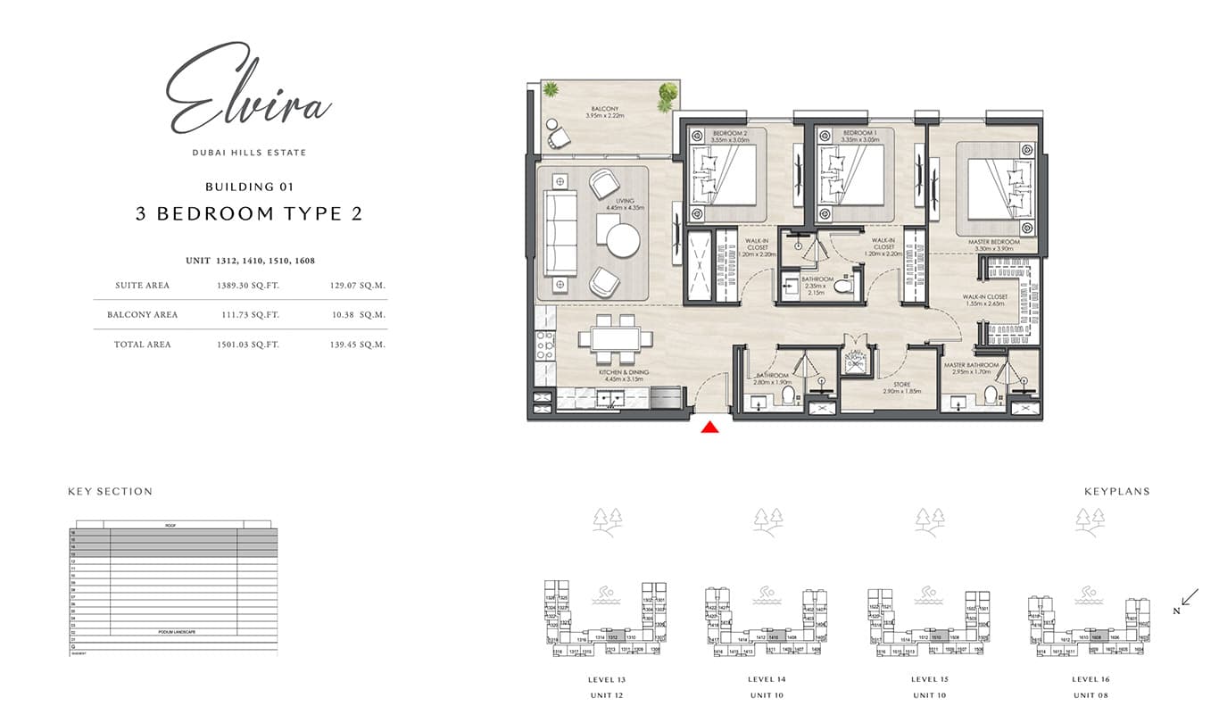 Elvira at Dubai Hills Estate 3 Bedroom floor plan