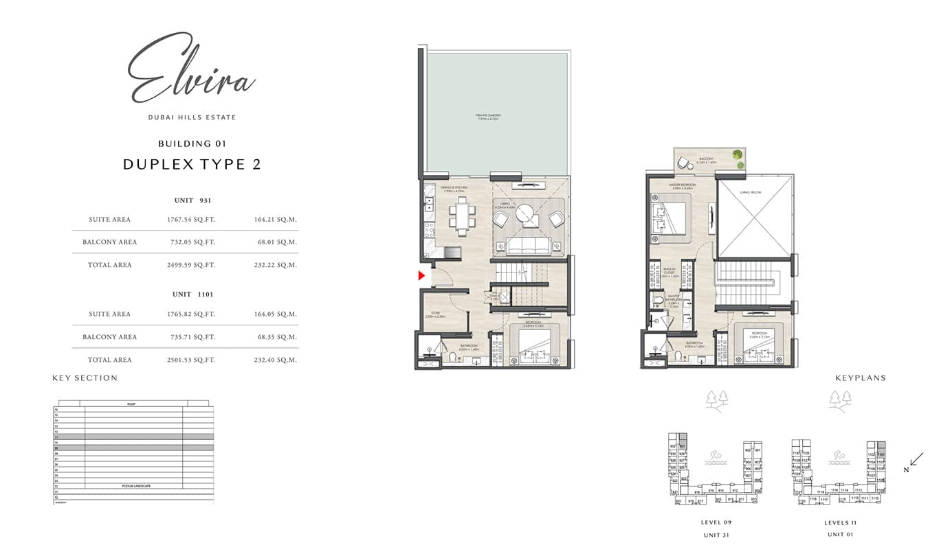 Elvira at Dubai Hills Estate 2 Bedroom floor plan