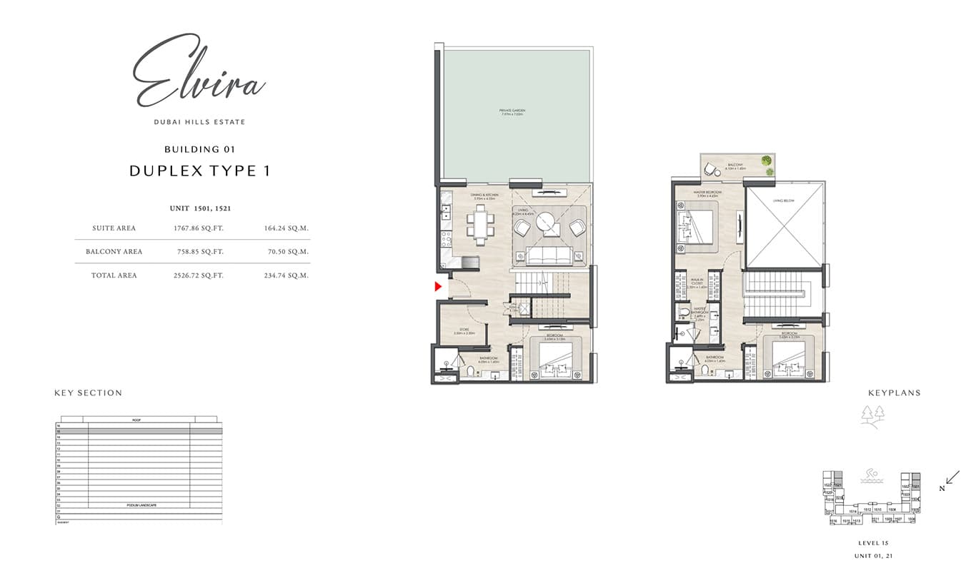 Elvira at Dubai Hills Estate 2 Bedroom floor plan