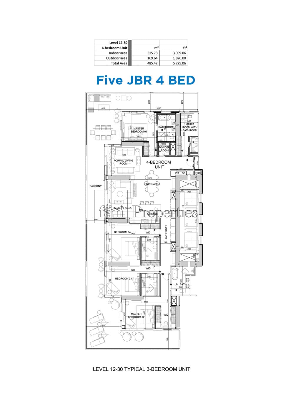 FIVE LUXE JBR 4 Bedroom floor plan