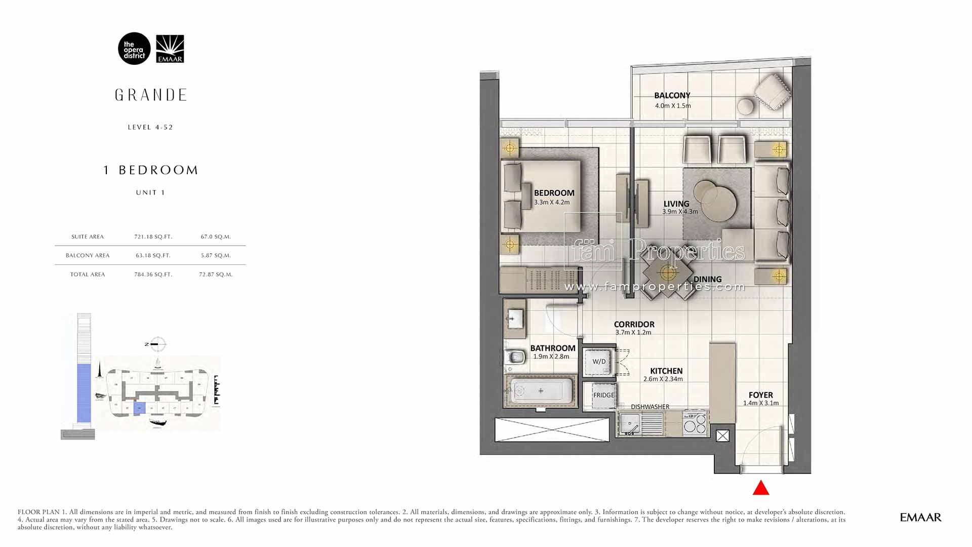 Grande 1 Bedroom floor plan