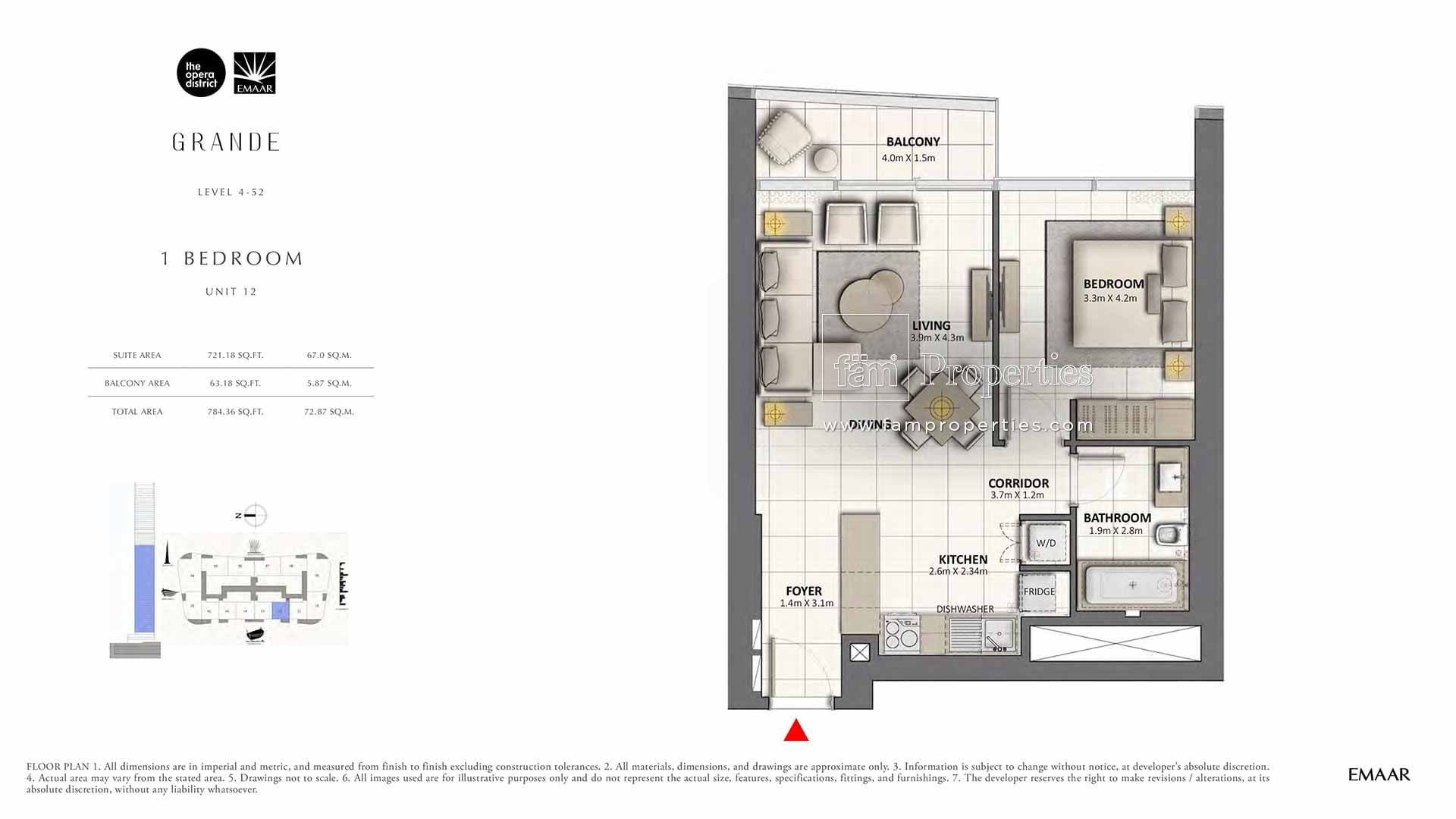 Grande 1 Bedroom floor plan