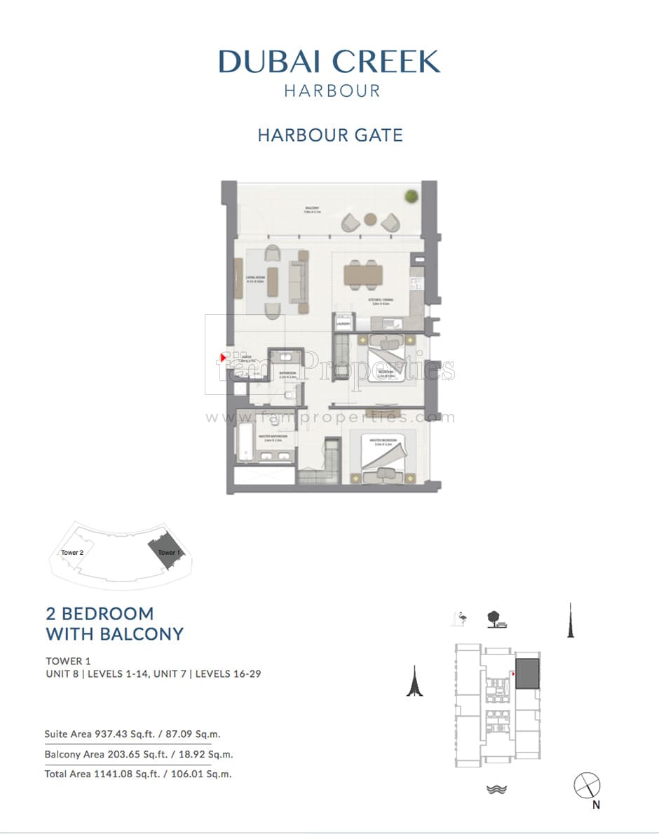Harbour Gate 2 Bedroom floor plan