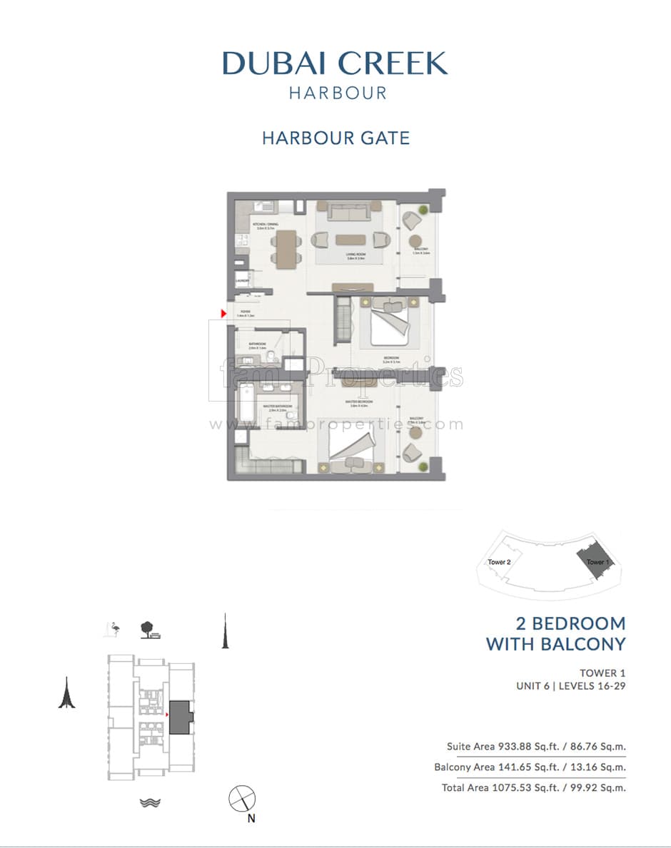 Harbour Gate 2 Bedroom floor plan