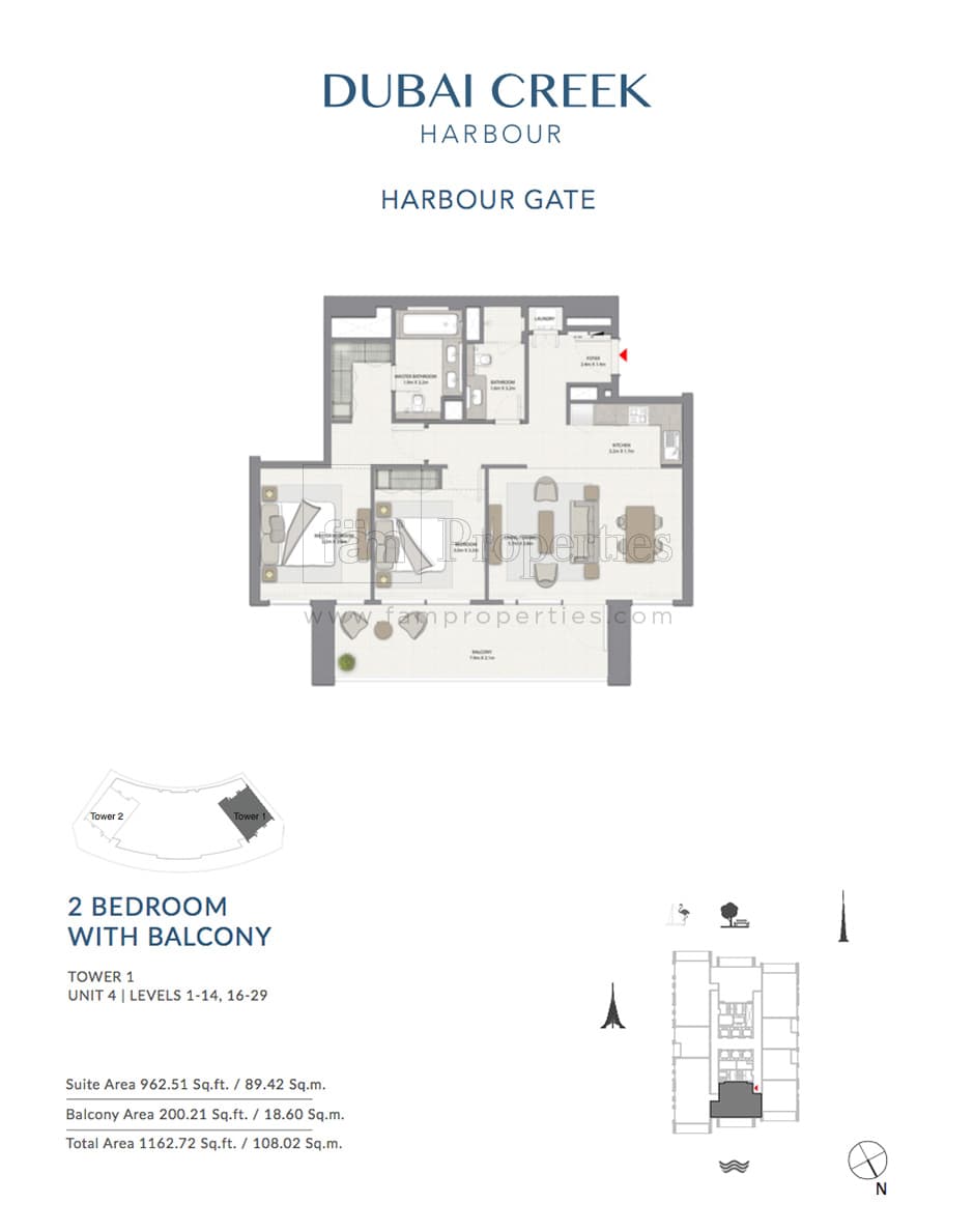 Harbour Gate 2 Bedroom floor plan