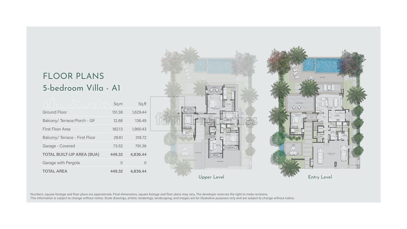Jebel Ali Village 5-bedroom villa A1 floor plan