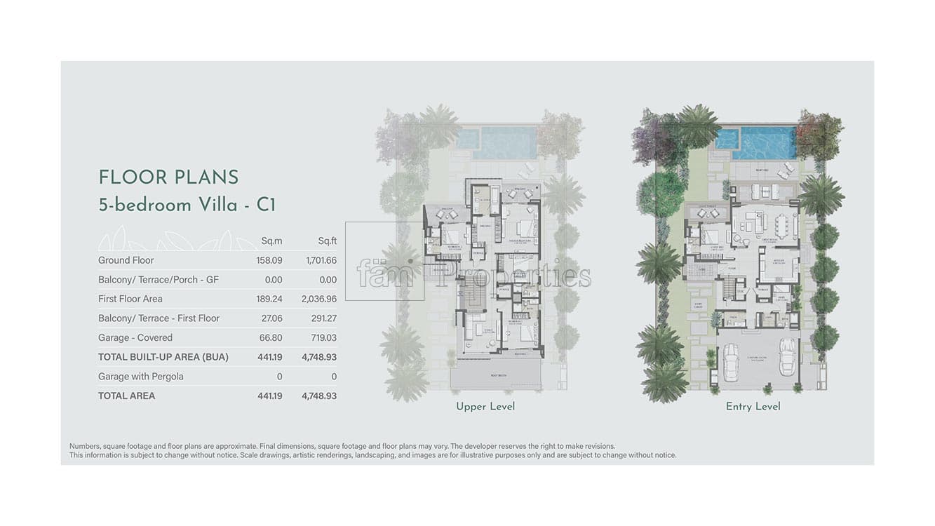 Jebel Ali Village 5-bedroom villa C1 floor plan