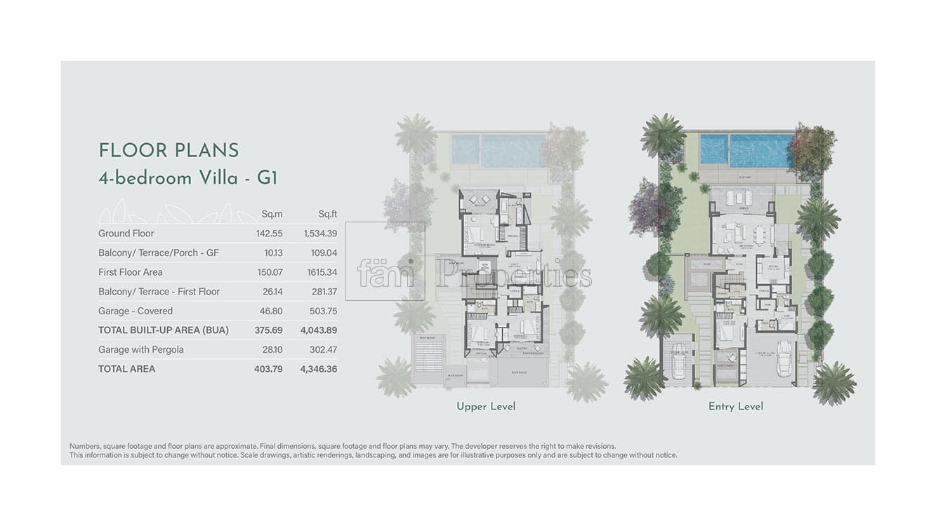 Jebel Ali Village 4-bedroom villa G1 floor plan