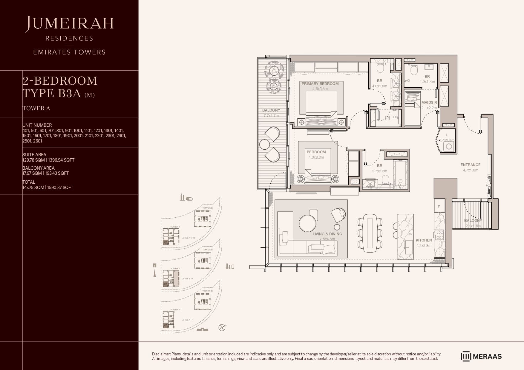 Jumeirah Residences Emirates Towers 2 Bed floor plan