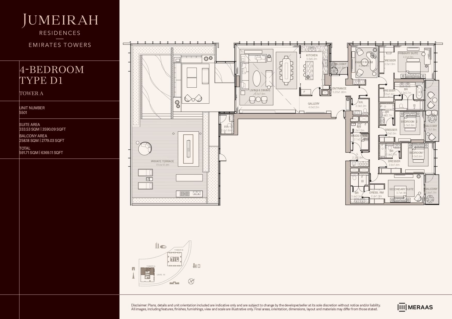 Jumeirah Residences Emirates Towers 4 Bed floor plan