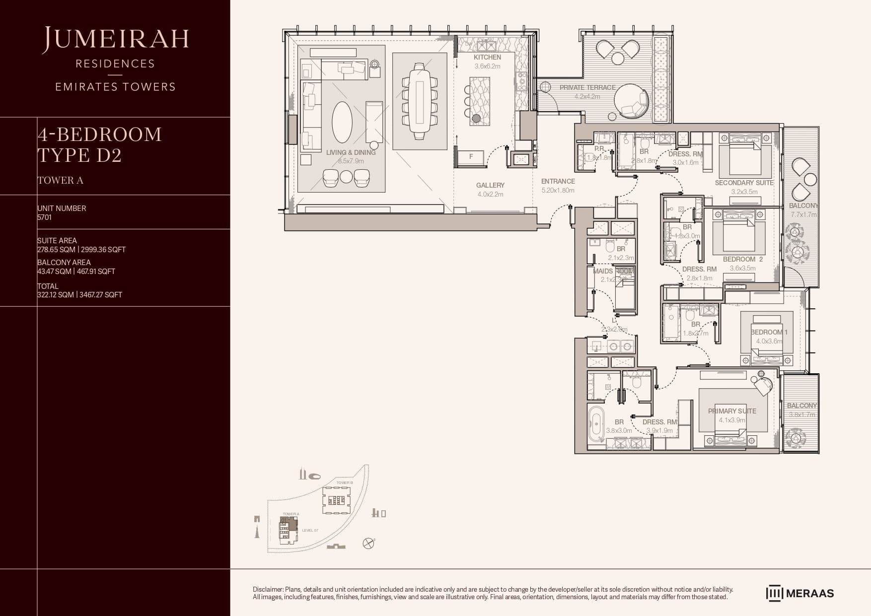 Jumeirah Residences Emirates Towers 4 Bed floor plan