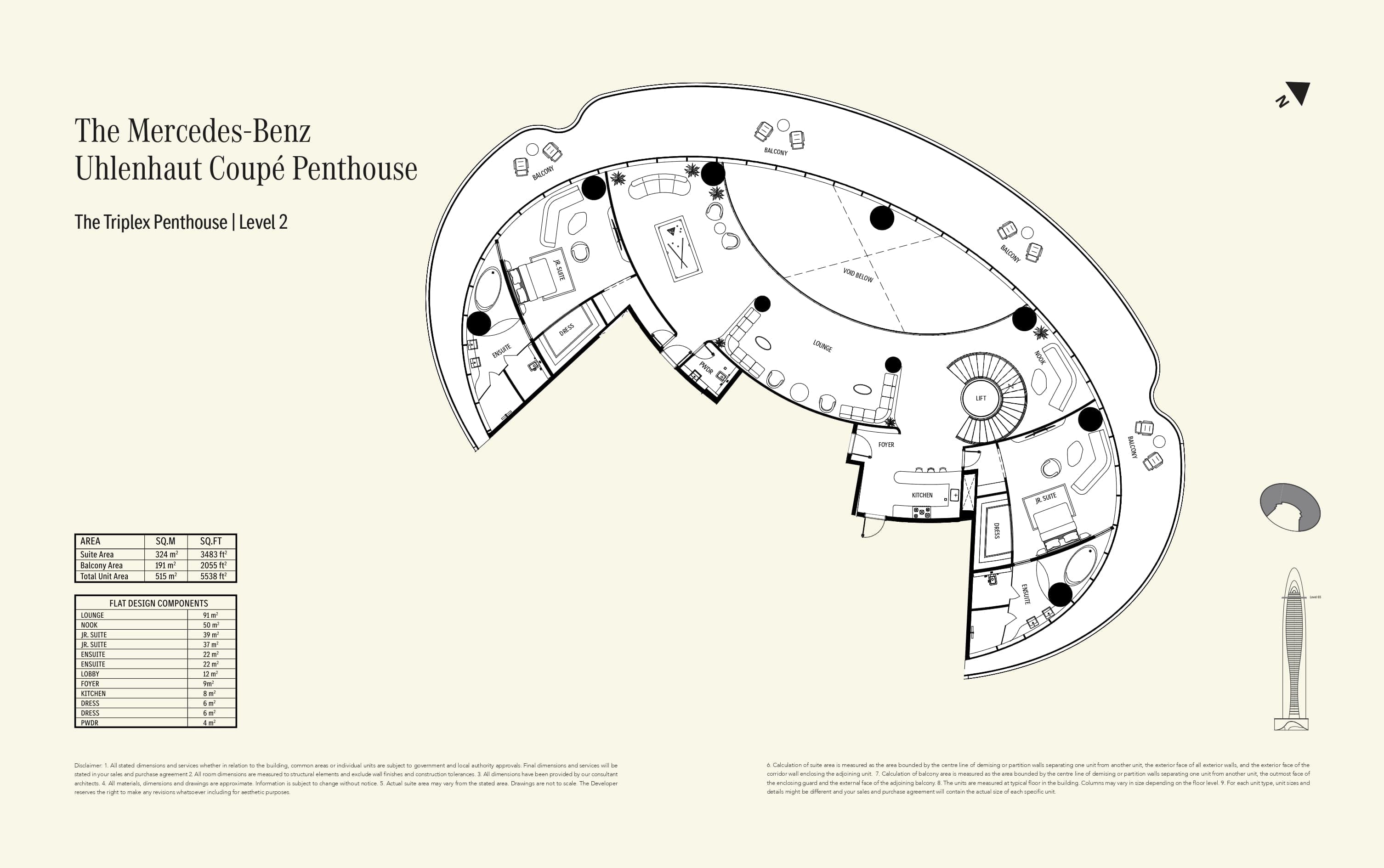 Mercedes-Benz Places Triplex - Level 2 - Penthouse floor plan