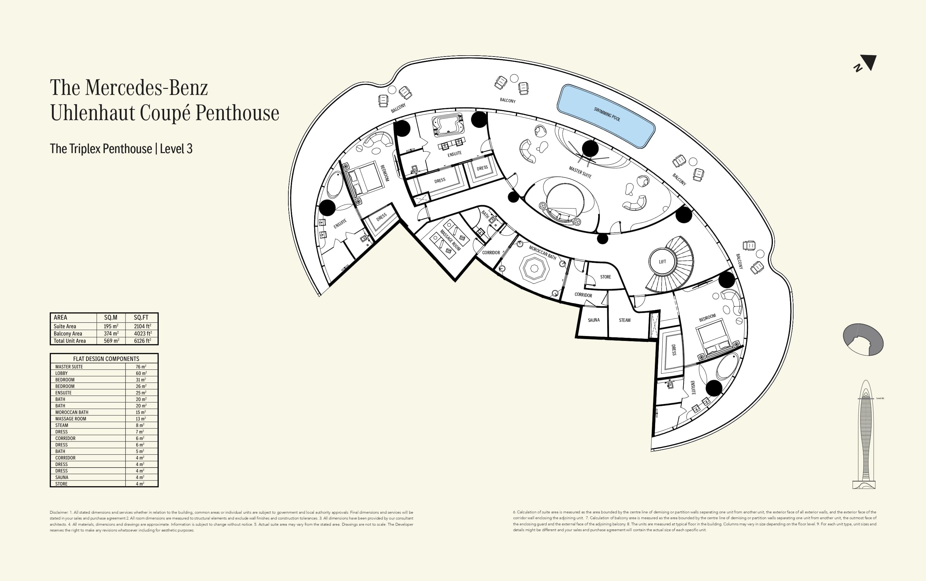 Mercedes-Benz Places Triplex - Level 3 - Penthouse floor plan
