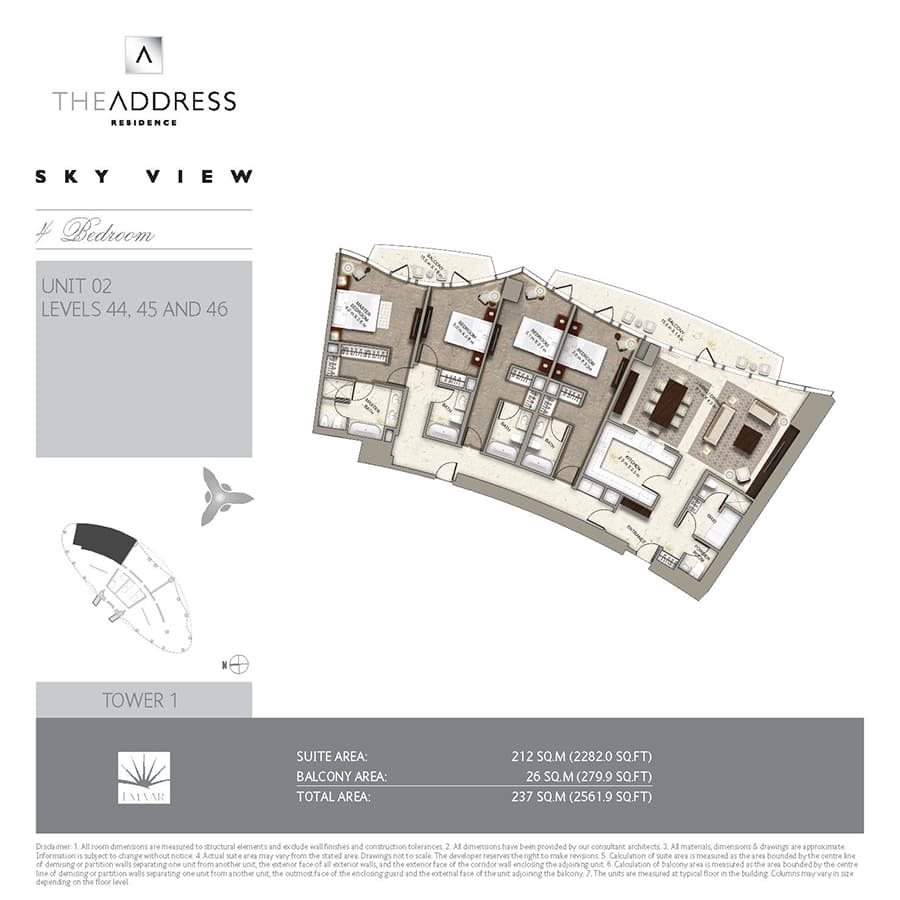 The Address Sky View Towers 4 Bedroom Unit 2 floor plan