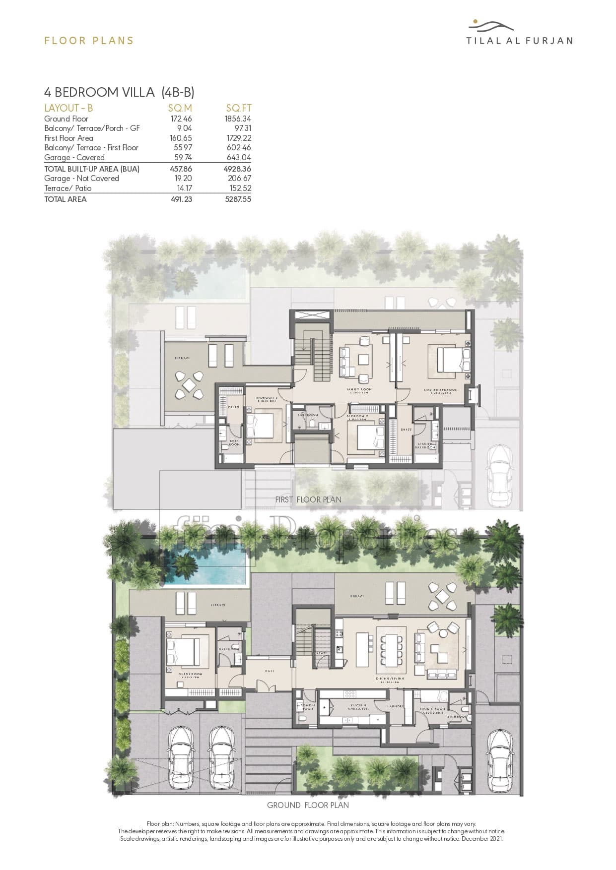 Tilal Al Furjan 4 Bedroom floor plan
