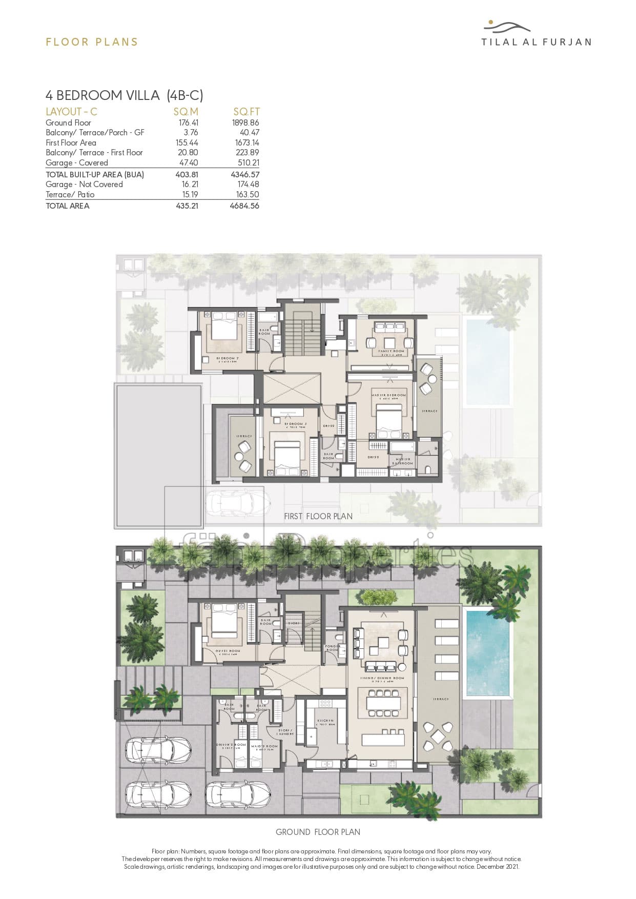 Tilal Al Furjan 4 Bedroom floor plan