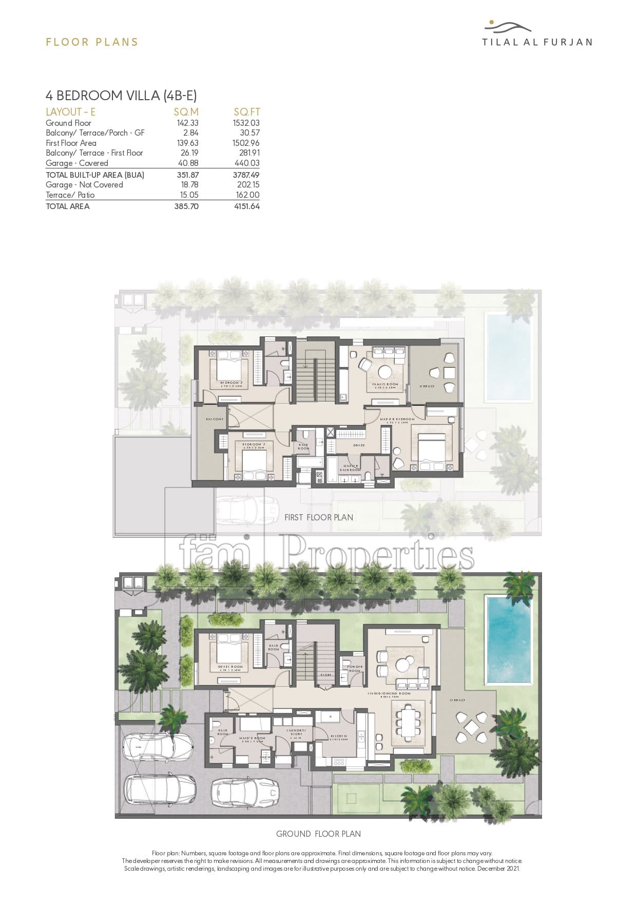 Tilal Al Furjan 4 Bedroom floor plan