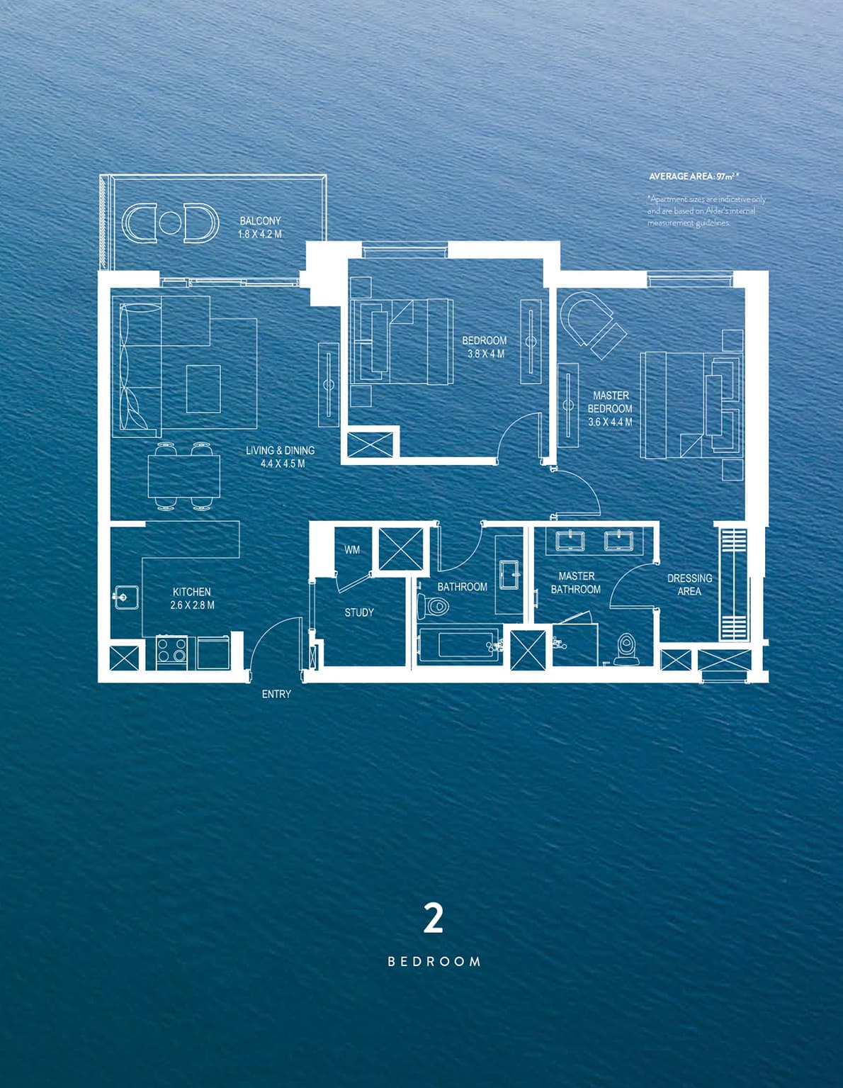 Waters Edge Apartments 2 Bedroom floor plan